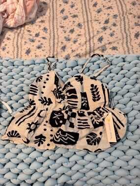 Ocean Drive Black and White Printed Cropped Cami